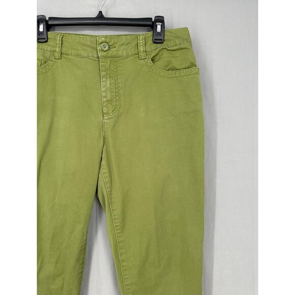 Chicos Pants Womens 10 Green High Rise Crop Stretch Capsule Cotton Capris - Picture 4 of 9